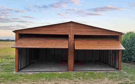 Dvougaráž 6 x 5 m sedlová střecha vodorovný trapéz Dvougaráž 6 x 5 m sedlová střecha vodorovný trapéz