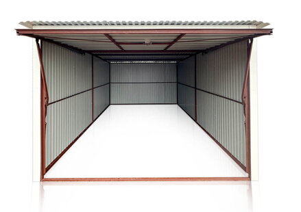 Garáž 3 x 5 m zadní spád kombinace imitace dřeva